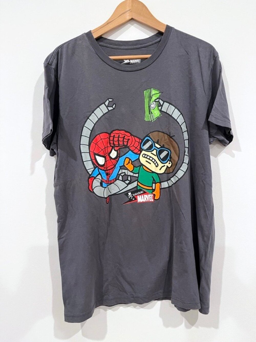 tokidoki x Marvel Spider-Man Doc Ock Graphic Tee T-Shirt Charcoal Gray L Kawaii